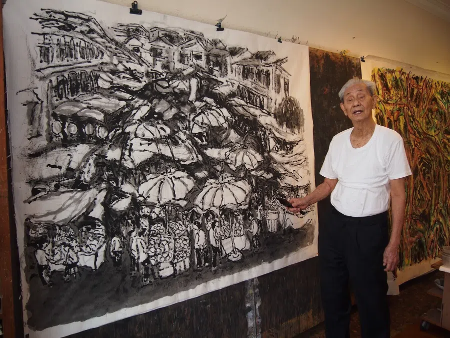Lim Tze Peng reprising the Kreta Ayer street scene.