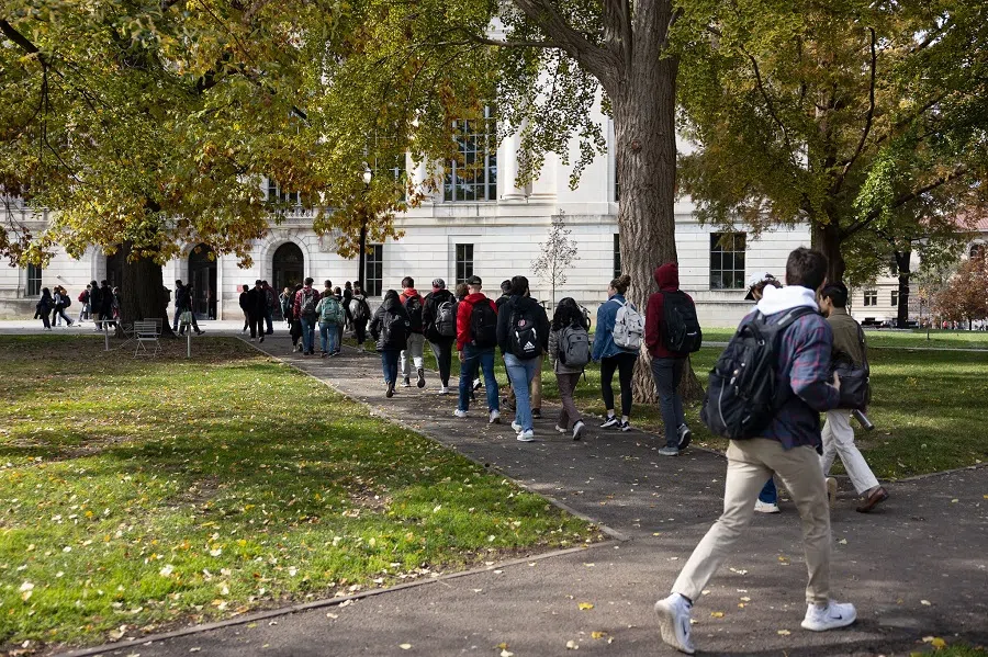 Students walk across the campus of The Ohio State University in Columbus, Ohio, on 6 November 2023. (Megan Jelinger/AFP)