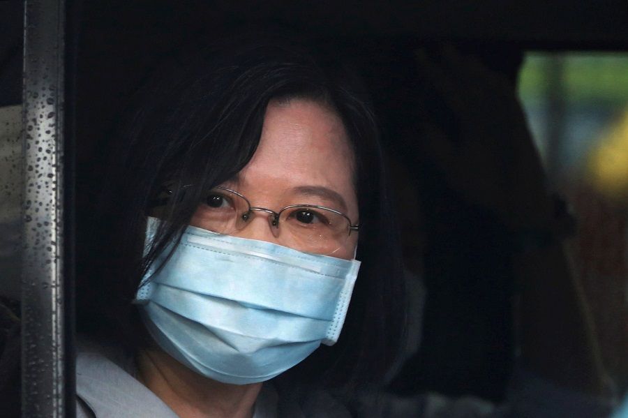 Taiwan President Tsai Ing-wen looks out from her car in Keelung, Taiwan, on 9 June 2020. (Ann Wang/Reuters)