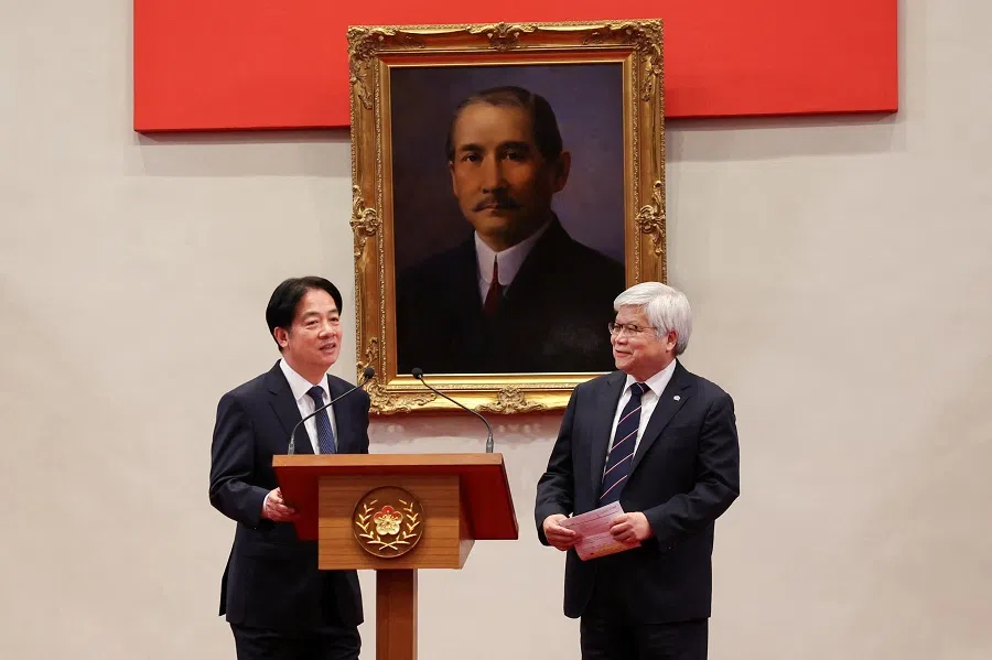 Taiwan’s President Lai Ching-te and C.C. Wei, chairman and CEO of TSMC hold press conference at Taiwan presidential office in Taipei, Taiwan, on 6 March 2025. (Ann Wang/Reuters)