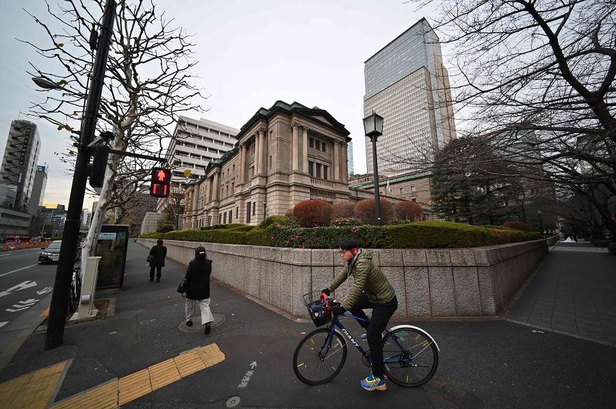 The Bank of Japan headquarters (top, centre) is seen in Tokyo, Japan, on 19 December 2023. (Kazuhiro Nogi/AFP)