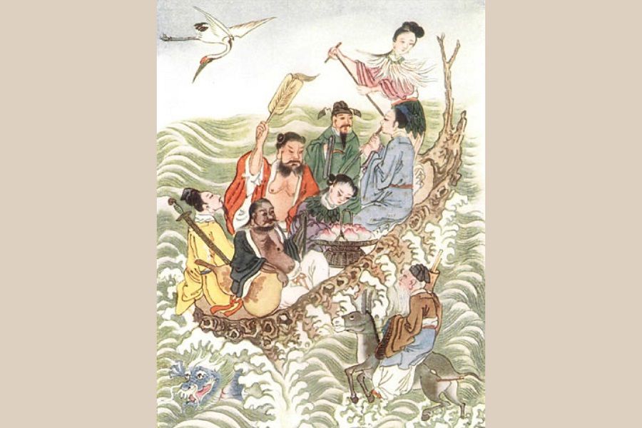 The Eight Immortals crossing the sea. (Project Gutenberg/Wikimedia)