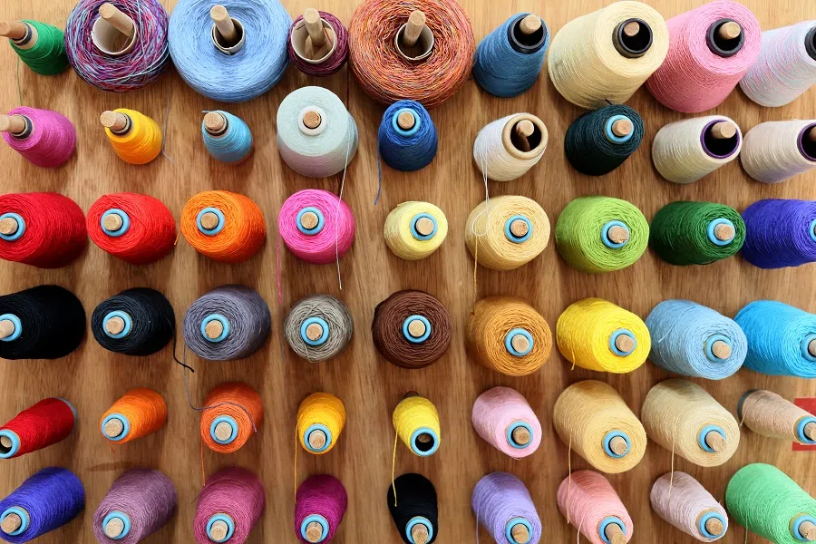 Rows of colourful yarn displayed at a crafting store in Singapore. (SPH Media)