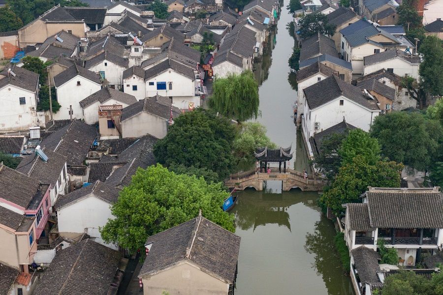 An aerial view of Suzhou's Mudu town, 24 July 2020. (CNS)