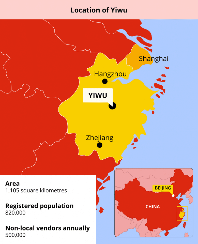 Location and demographics of Yiwu. (Graphic: Jace Yip)