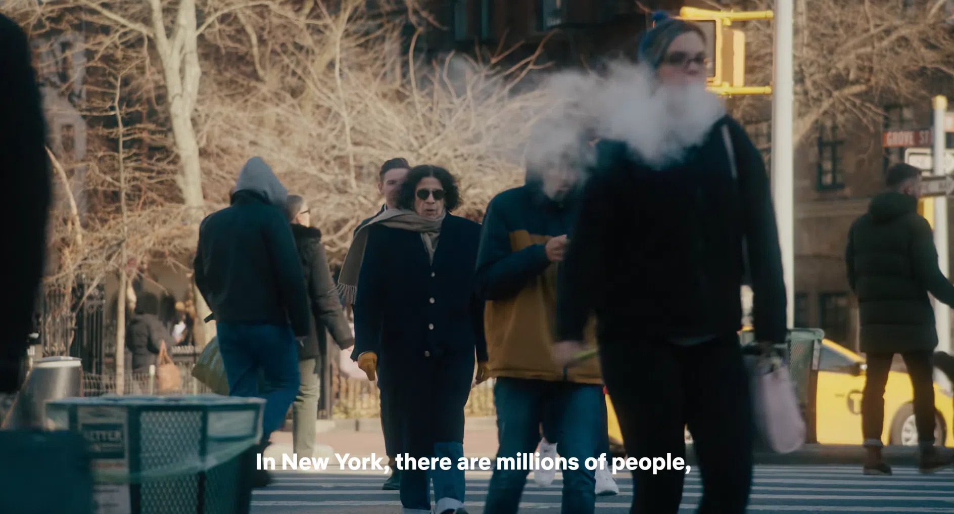 A scene from the trailer of Netflix documentary Pretend It’s a City, featuring humorist and raconteur Fran Lebowitz.