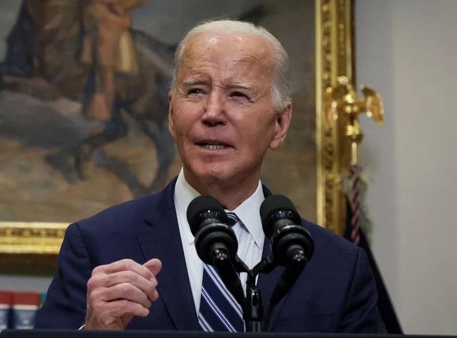 US President Joe Biden speaks in the Roosevelt Room at the White House in Washington, US, on 16 February 2024. (Leah Millis/Reuters)