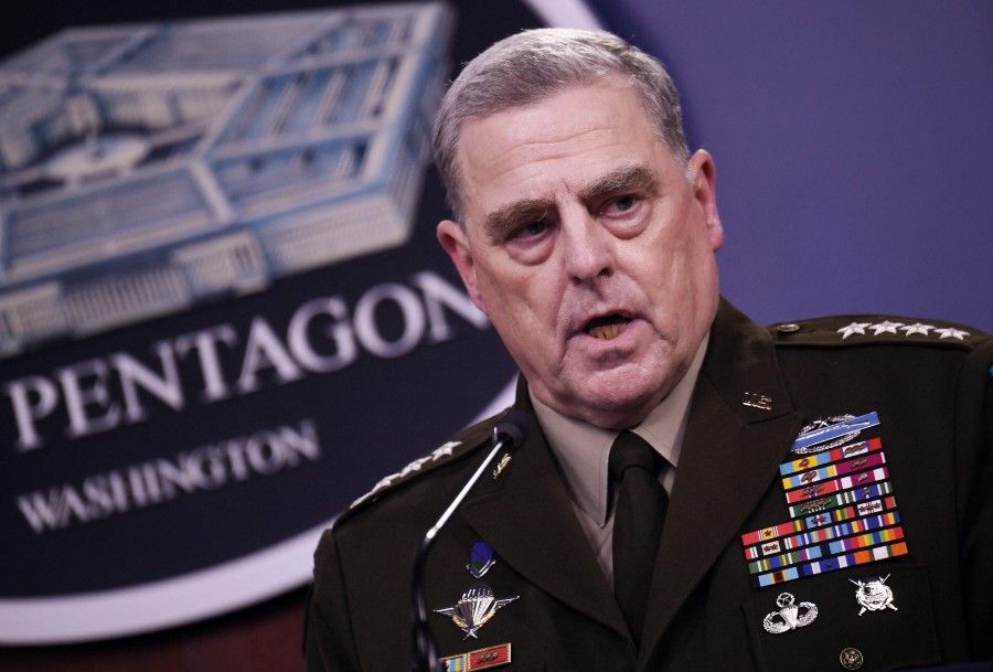 In this file photo taken on 18 August 2021, Chairman of the Joint Chiefs of Staff, General Mark Milley, speaks during a press conference. (Olivier Douliery/AFP)
