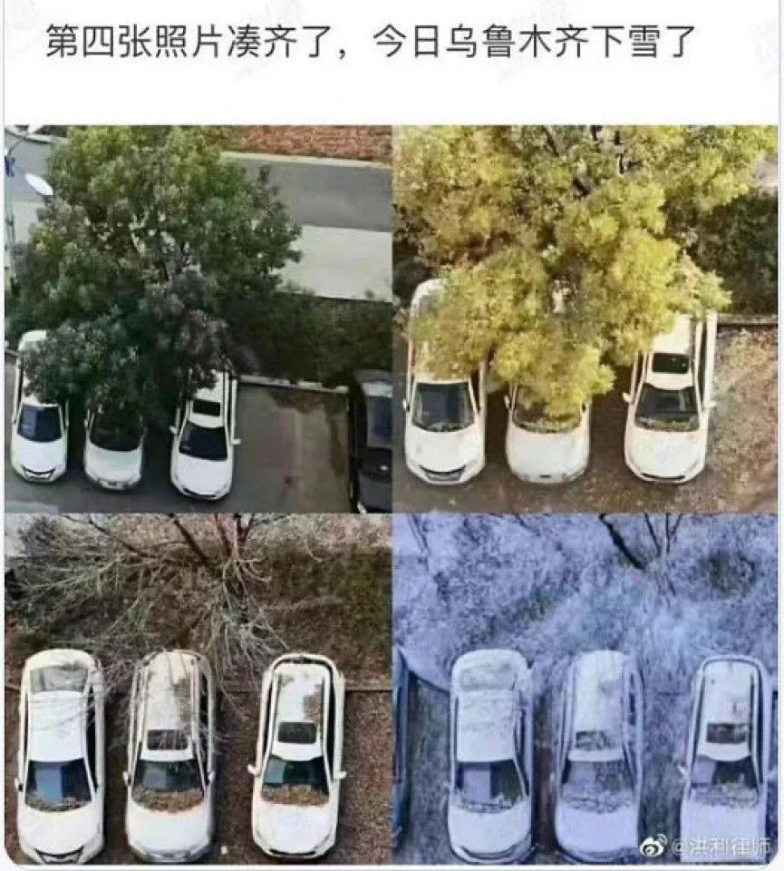 This internet image shows cars in Urumqi that have not been moved since lockdown began. (Internet)