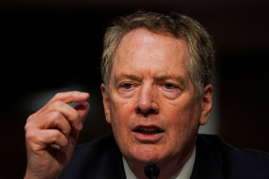 US trade representative Robert Lighthizer speaks at a Senate Finance Committee hearing on President Donald Trump's 2020 Trade Policy Agenda on Capitol Hill in Washington, D.C., US, 17 June 2020. (Anna Moneymaker/Pool via Reuters/File Photo)