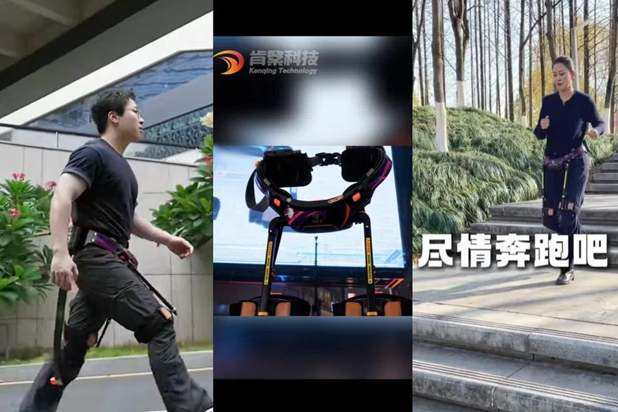 Demonstration of exoskeletons offered by Kenqing Technology.