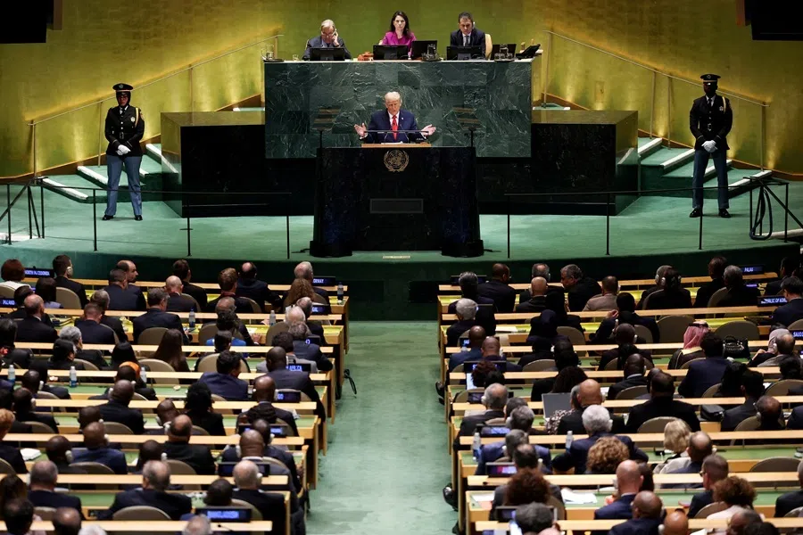 US President Donald Trump addresses the 80th United Nations General Assembly at UN headquarters in New York City, US, 23 September 2025.