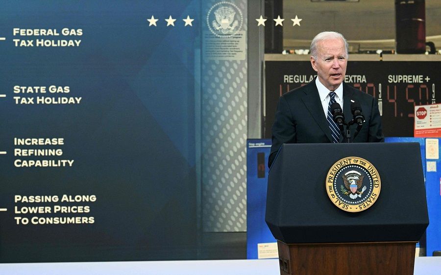 US President Joe Biden delivers remarks on efforts to lower high gas prices in the South Court Auditorium at Eisenhower Executive Office Building, 22 June 2022 in Washington, DC, US. (Jim Watson/AFP)