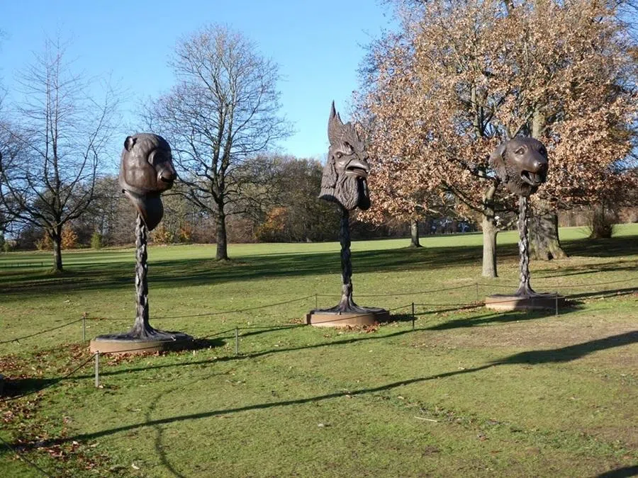 Chinese artist Ai Weiwei’s Circle of Animals / Zodiac Heads installation on display in the West Bretton Park, UK, on 10 December 2021.