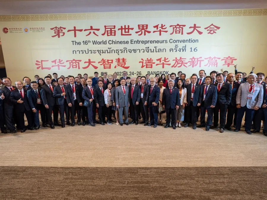 A group photo at the 16th World Chinese Entrepreneurs Convention (WCEC) in Bangkok, Thailand. (Singapore Chinese Chamber of Commerce & Industry)