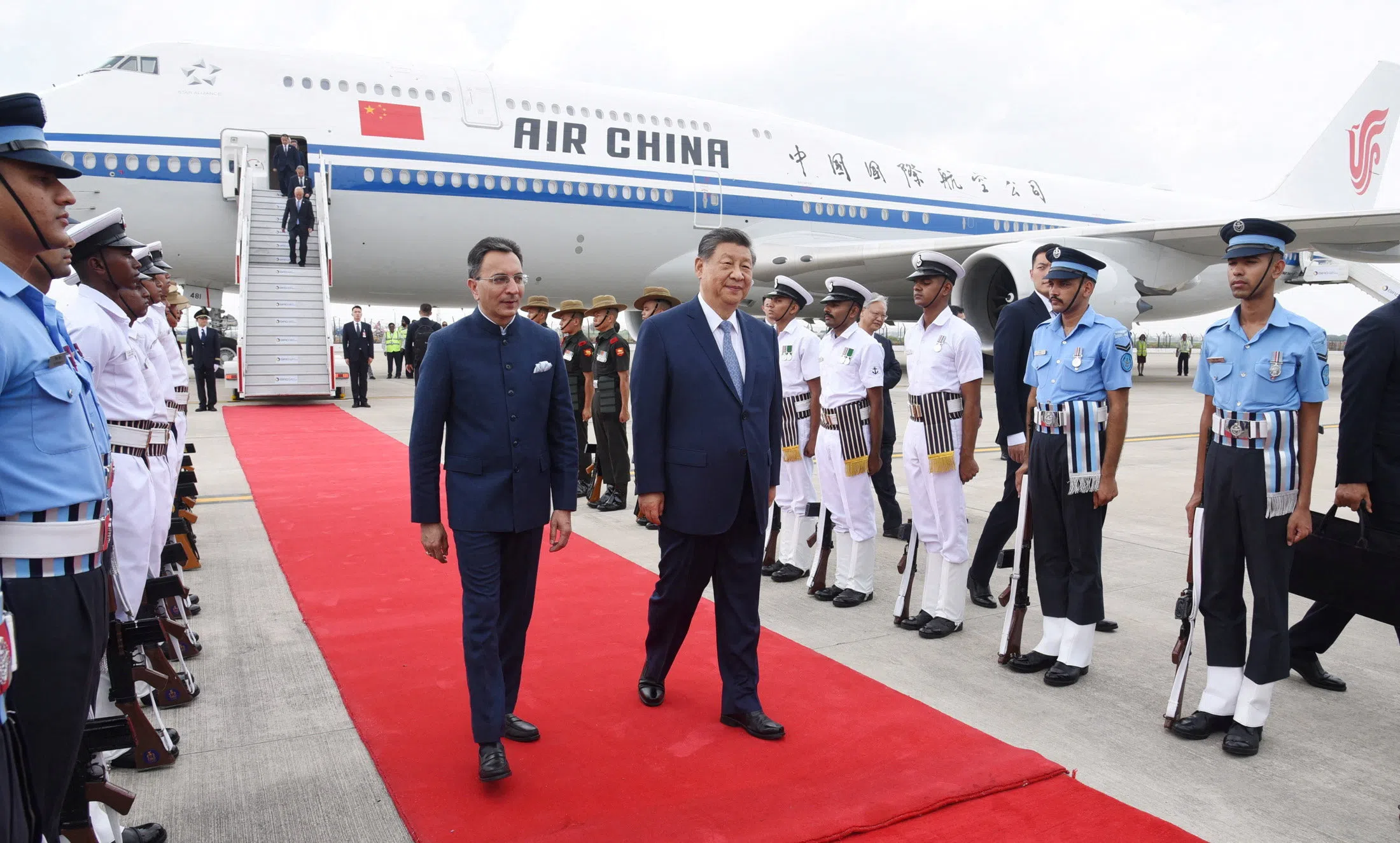 Chinese President Xi Jinping (centre, right) arrives to attend the BRICS Summit in New Delhi, India, on 12 September 2026.