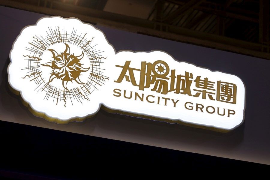 A logo of Macau junket operator Suncity Group is seen at a gaming fair in Macau, China, 18 November 2015. (Bobby Yip/Reuters)