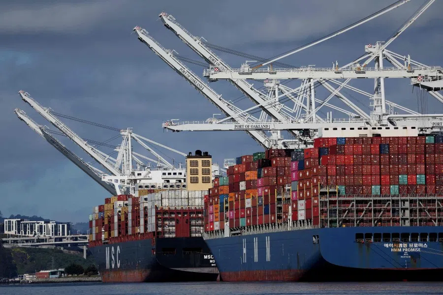 Container ships at the Port of Oakland on 8 March 2023 in Oakland, California. (Justin Sullivan/AFP)