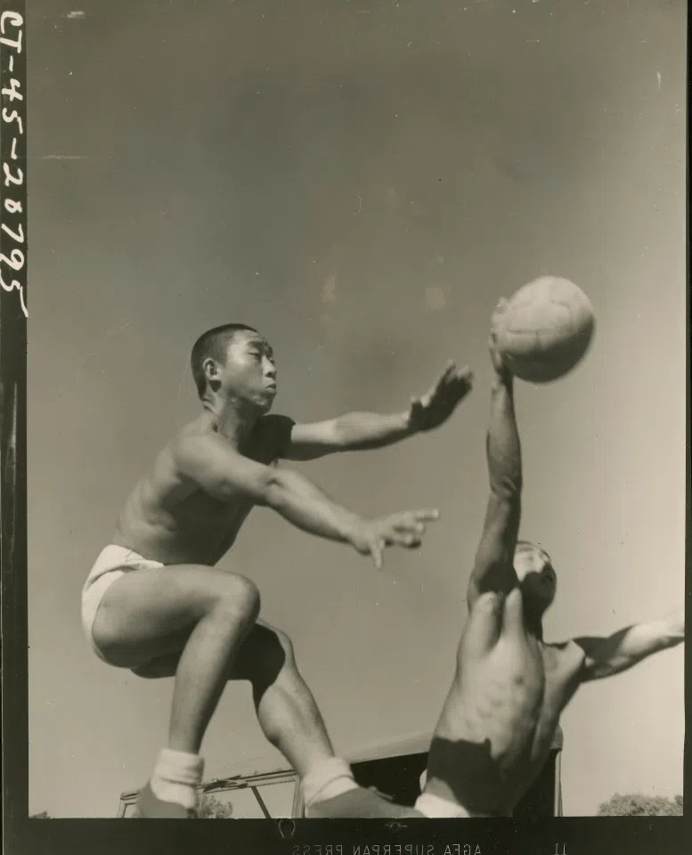 Chinese soldiers doing physical activities.