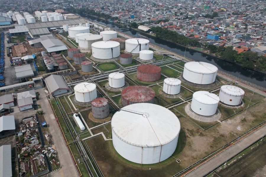 Fuel storage tanks in Jakarta, Indonesia, on 5 June 2023. (Dimas Ardian/Bloomberg)