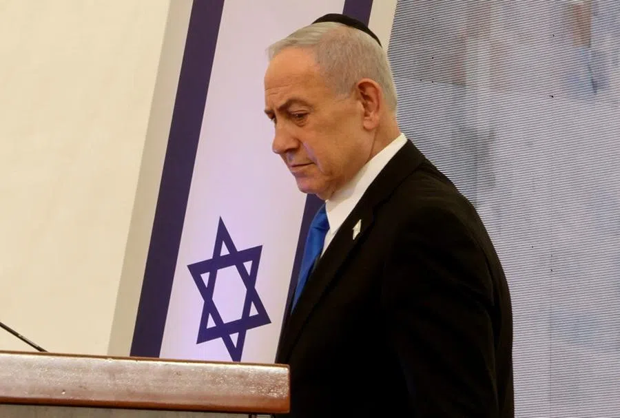 Israeli Prime Minister Benjamin Netanyahu attends the opening event for the Memorial Day at the Yad LaBanim House in Jerusalem on 20 April 2026. (Marc Israel Sellem/Pool via Reuters)
