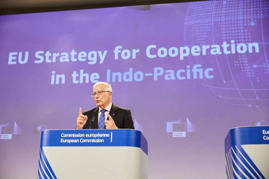 High Representative of the European Union for Foreign Affairs and Security Policy Josep Borrell unveiling the EU's Strategy for Cooperation in the Indo-Pacific, September 2021. (Facebook/European Union in Australia)