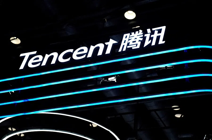 A logo of Tencent is seen at its booth at the 2020 China International Fair for Trade in Services (CIFTIS) in Beijing, China, on 4 September 2020. (Tingshu Wang/Reuters)