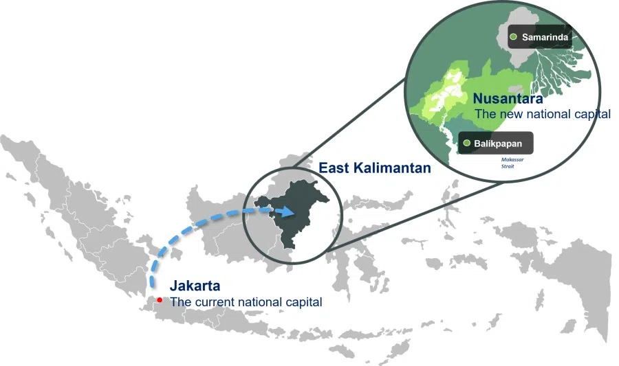 A map showing the location of Nusantara relative to Jakarta. (Internet)