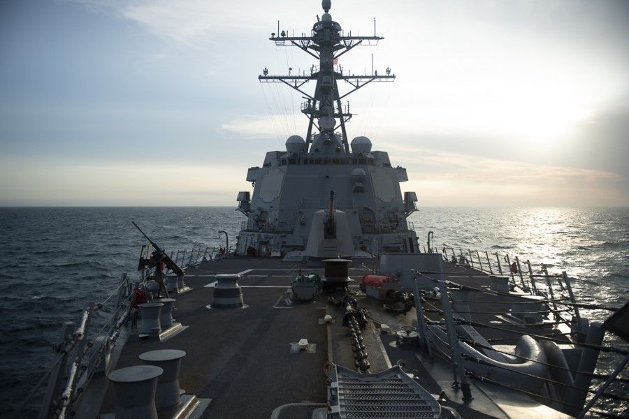 The Arleigh Burke-class guided-missile destroyer USS Sampson (DDG 102) conducted a routine Taiwan Strait transit 26 April 2022 through international waters in accordance with international law. The ship's transit through the Taiwan Strait demonstrates the US's commitment to a free and open Indo-Pacific. (US Navy)