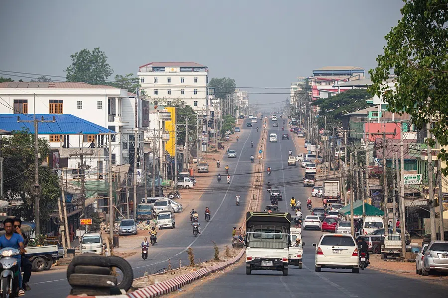 The scene on Asia Road in Kayin state’s Myawaddy township in Myanmar, taken on 12 April 2024.
