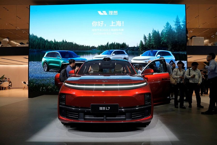 A Li L7 electric SUV by Li Auto is displayed at the Auto Shanghai show, in Shanghai, China, on 18 April 2023. (Aly Song/Reuters)