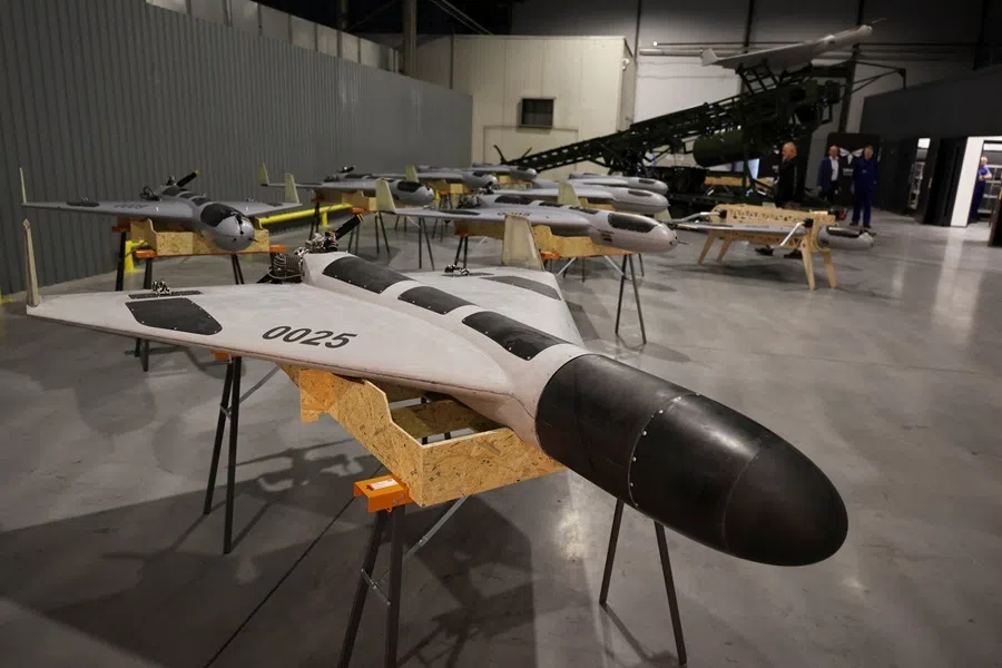 Polish-designed and made Shahed-type Hornet drones are shown at the production facility in Sochaczew, Poland, 9 July 2026.