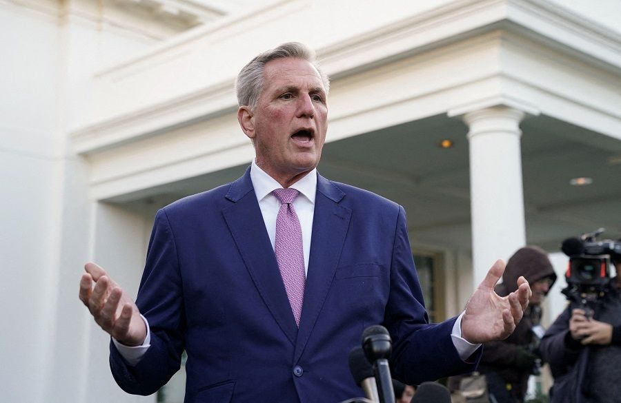 US House Speaker Kevin McCarthy talks to reporters at the White House in Washington, US, 1 February 2023. (Kevin Lamarque/File Photo/Reuters)