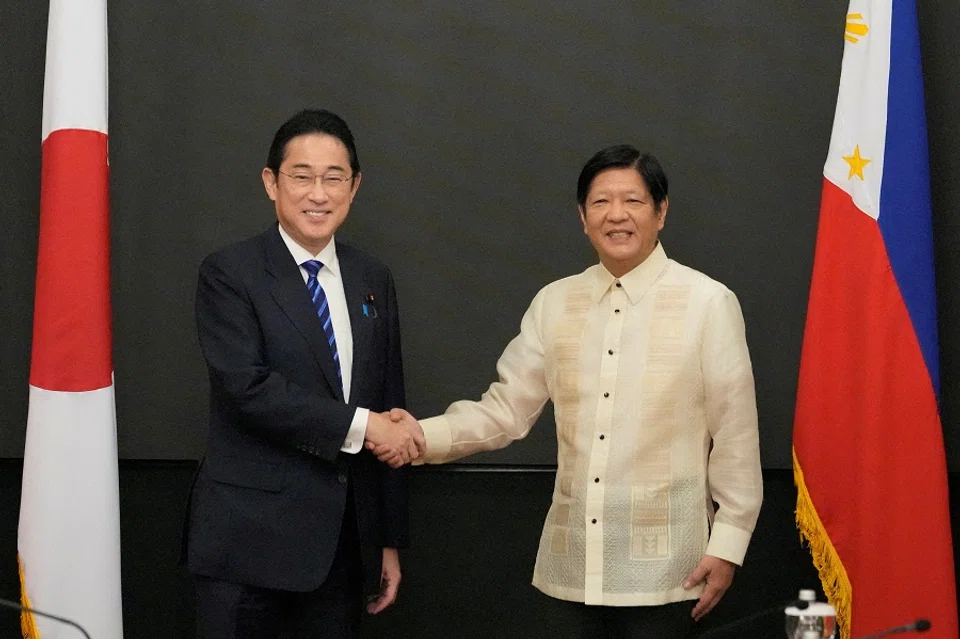 Japan Prime Minister Fumio Kishida shakes hands with Philippine President Ferdinand "Bongbong" Marcos Jr at Malacanang Palace in Manila, Philippines, on 3 November 2023. (Aaron Favila/Reuters)