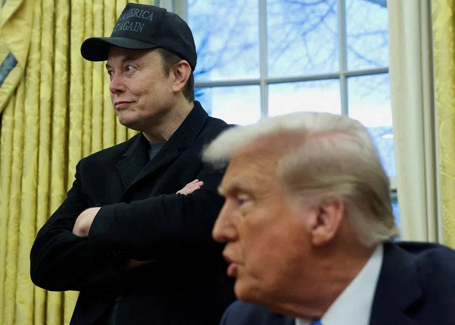 Elon Musk listens to US President Donald Trump speak in the Oval Office of the White House in Washington, DC, US on 11 February 2025.