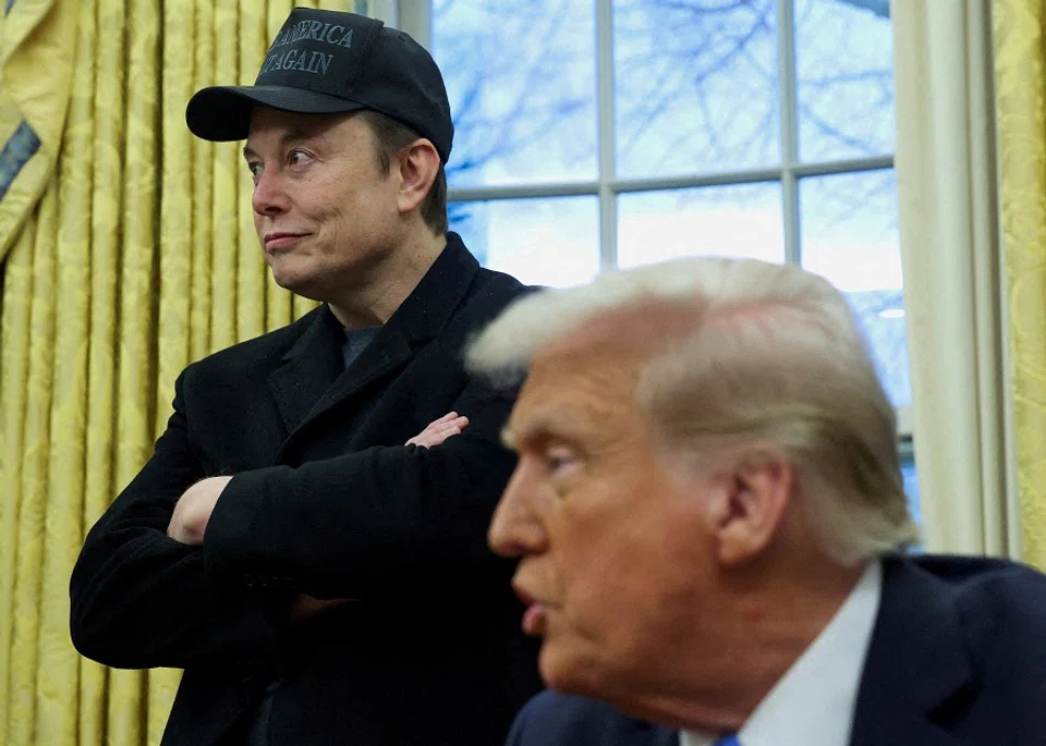 Elon Musk listens to US President Donald Trump speak in the Oval Office of the White House in Washington, DC, US on 11 February 2025. (Kevin Lamarque/Reuters)