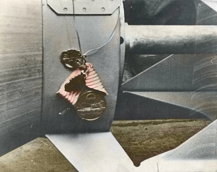 Lieutenant Colonel James Doolittle attached "friendship medals" from Japan to bombs.