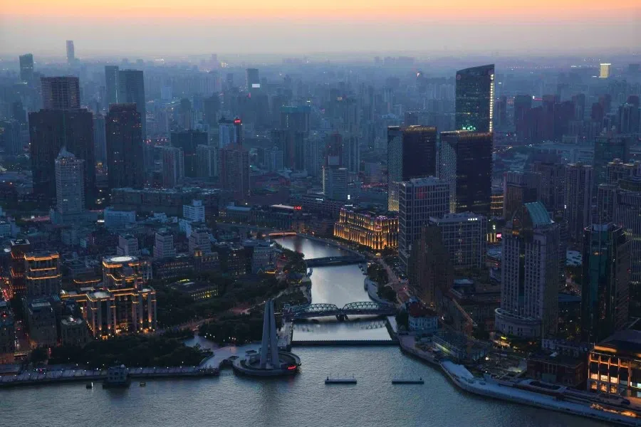 A general view shows buildings in Shanghai on 31 August 2021. (Greg Baker/AFP)