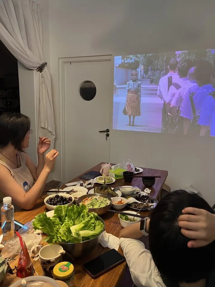 Women watching a movie at Ta Shan Gong Qi. (Photo provided by interviewee)