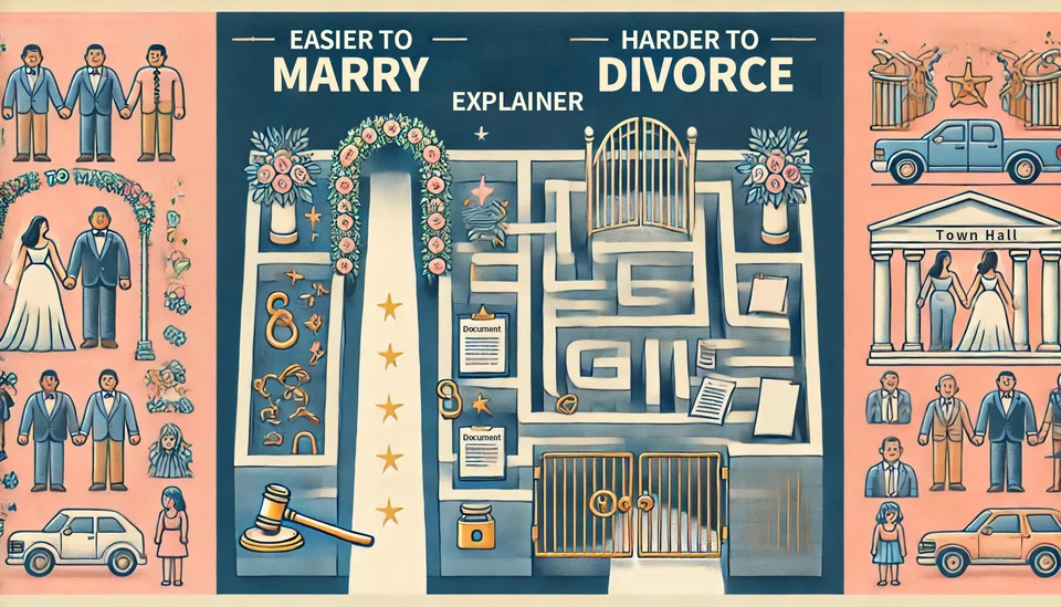 Easier to marry, harder to divorce (Image generated by Lu Lingming with assistance from ChatGPT)