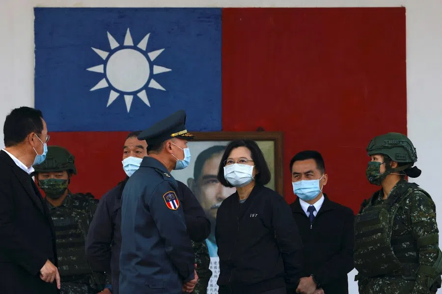 Taiwan President Tsai Ing-wen visits a military base ahead of Lunar New year in Chiayi, Taiwan, 6 January 2023. (Ann Wang/Reuters)
