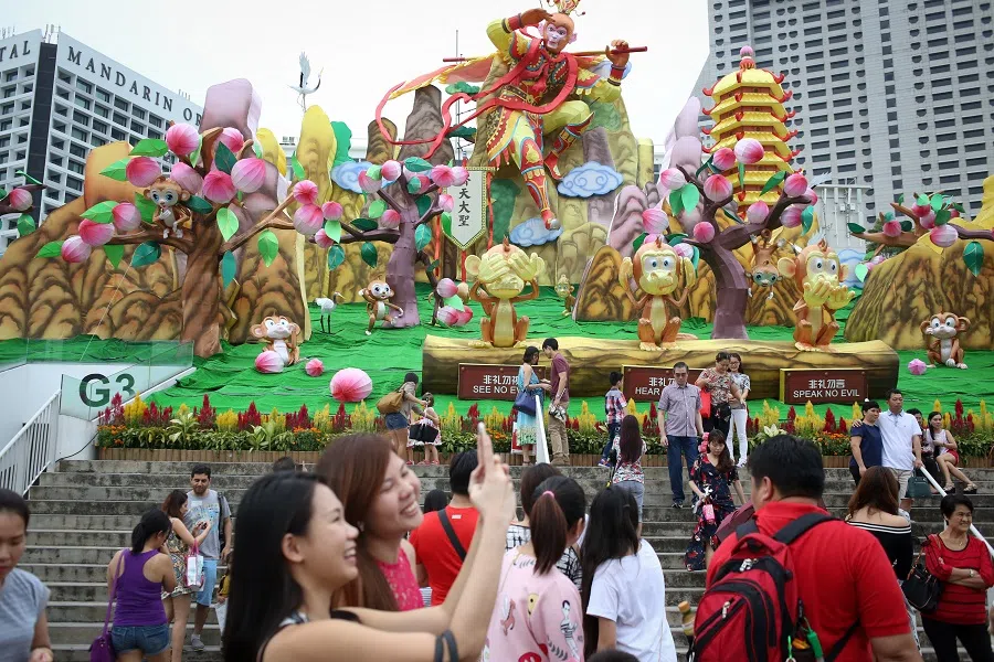 In line with the Year of the Monkey, the decorations at River Hongbao 2016 had included elements of Journey To The West, a classic Chinese story featuring the Monkey God, seen here in the form of a large sculpture. (SPH Media)