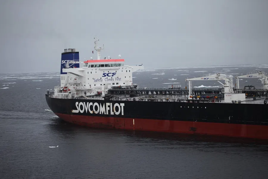 An OAO Sovcomflot tanker is seen in the Laptev Sea in the Arctic Ocean near Siberia, Russia, in this undated handout photo released to the media on 19 July 2011. (Emerov Sergey/OAO Sovcomflot via Bloomberg)