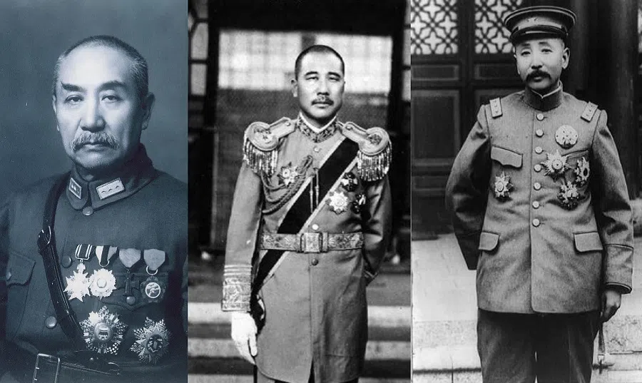 (left to right) Chinese warlords Yan Xishan, Zhang Zongchang, and Zhang Zuolin. (Internet)