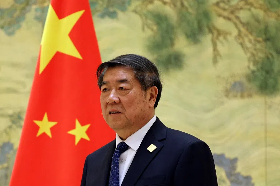 Chinese Vice-Premier He Lifeng waits for a photo session with Britain’s Chancellor of the Exchequer Rachel Reeves (not pictured) before the China-UK Financial Services Summit, at the Diaoyutai State Guesthouse in Beijing, China, on 11 January 2025.