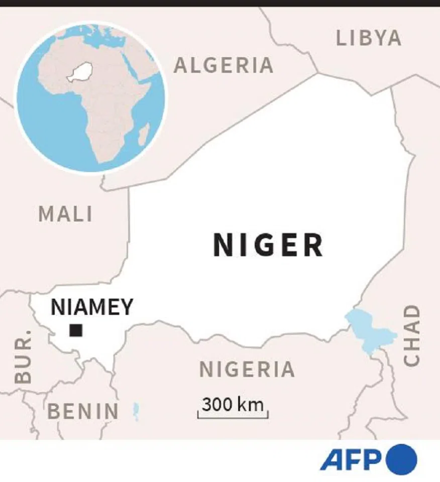 Location of Niger on a map (BUR. refers to Burkina Faso). (AFP)