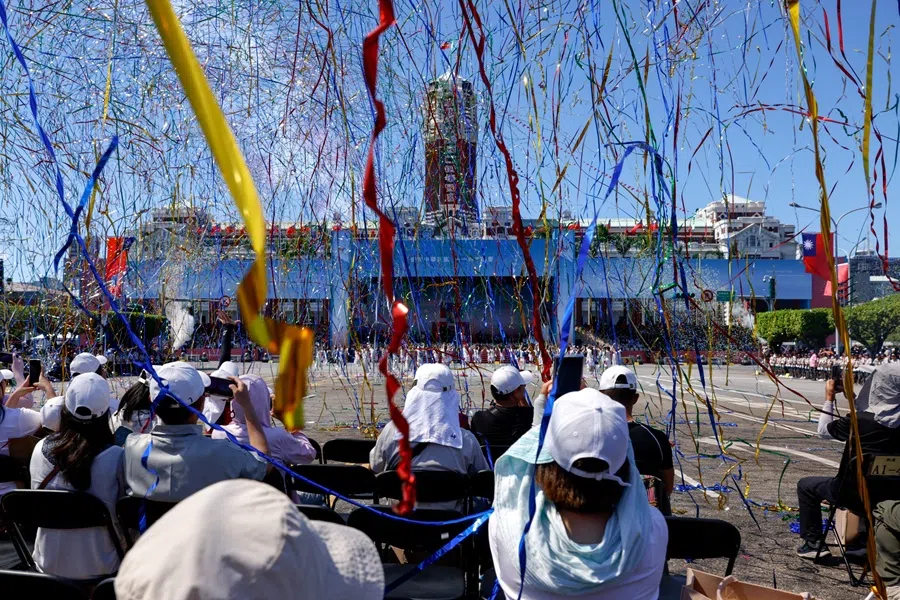People gather to celebrate Double Ten Day at the Presidential Office Building in Taipei, Taiwan, 10 October 2025. (Ann Wang/Reuters)