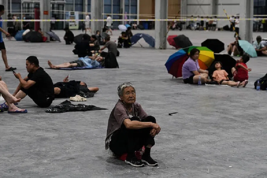 Villagers from Mayu village along Yongding river were evacuated to Shougang Group's factory on 31 July 2023.　