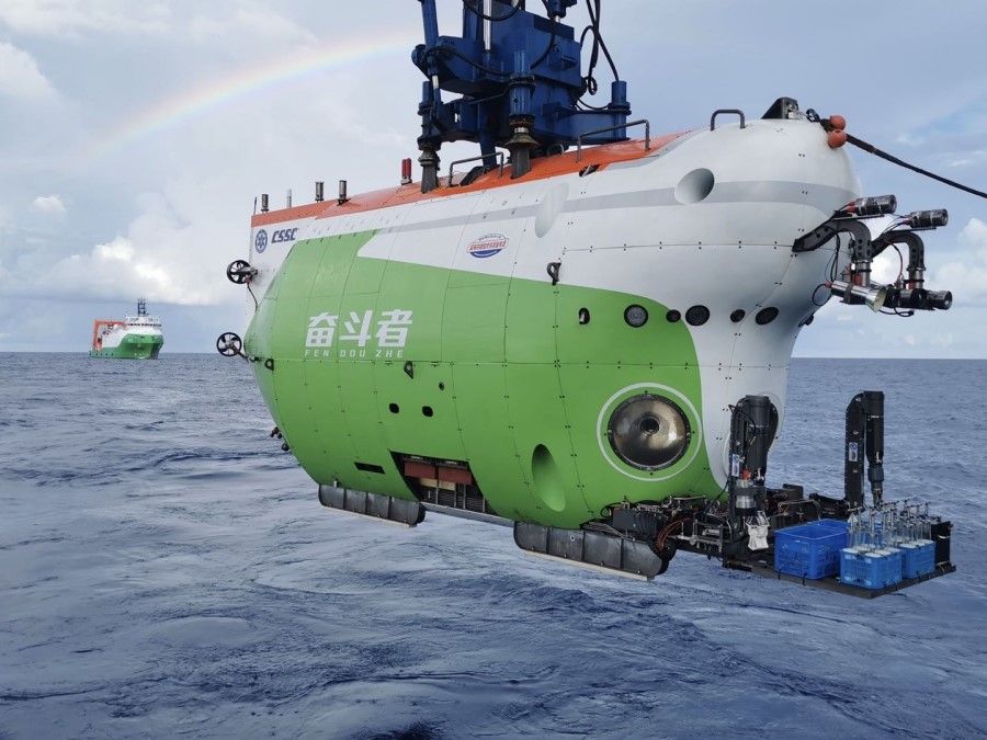 A photo taken on 20 December 2020 of the Fendouzhe, which made it to the bottom of the Mariana Trench at a depth of over 10,000 feet. (Xinhua)