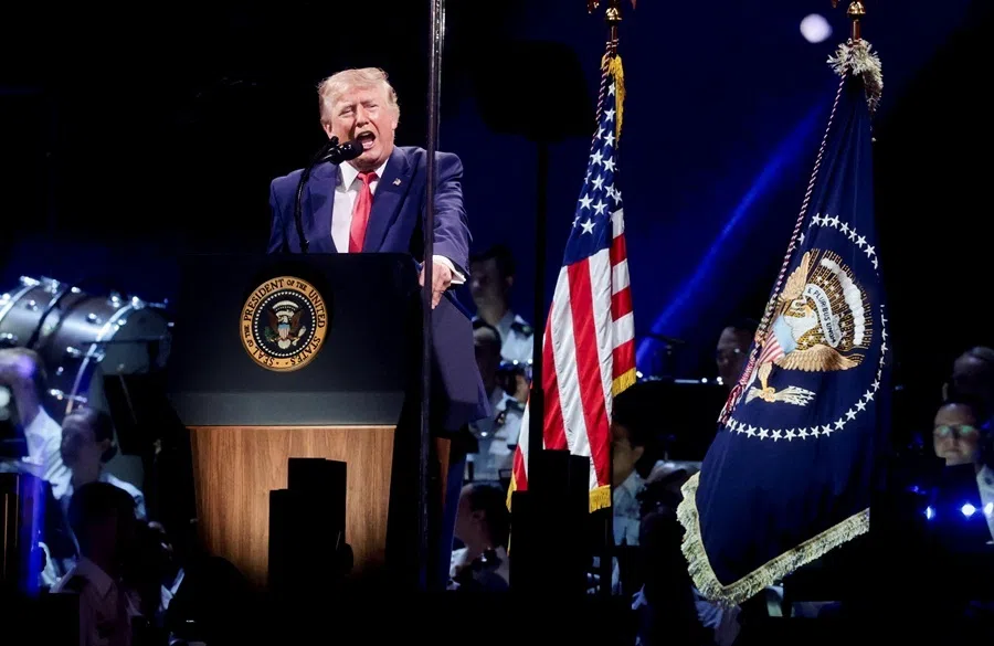 US President Donald Trump speaks at a Fourth of July rally, marking the 250th anniversary of US independence, on the National Mall in Washington, DC, US, on 4 July 2026.